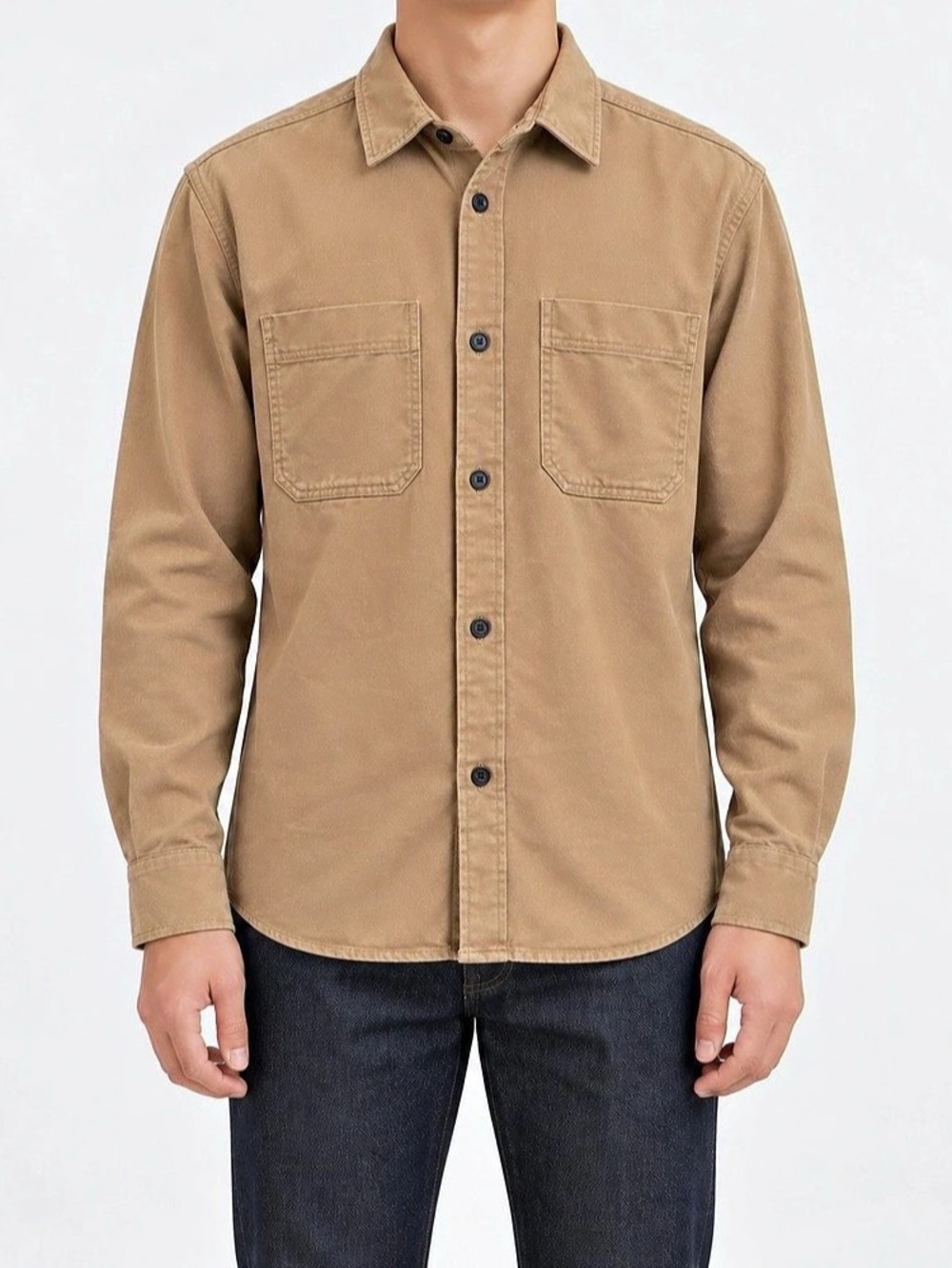 H&M Regular Fit Twill Shirt / Overshirt Men's Brown Utility Button Down Shirt